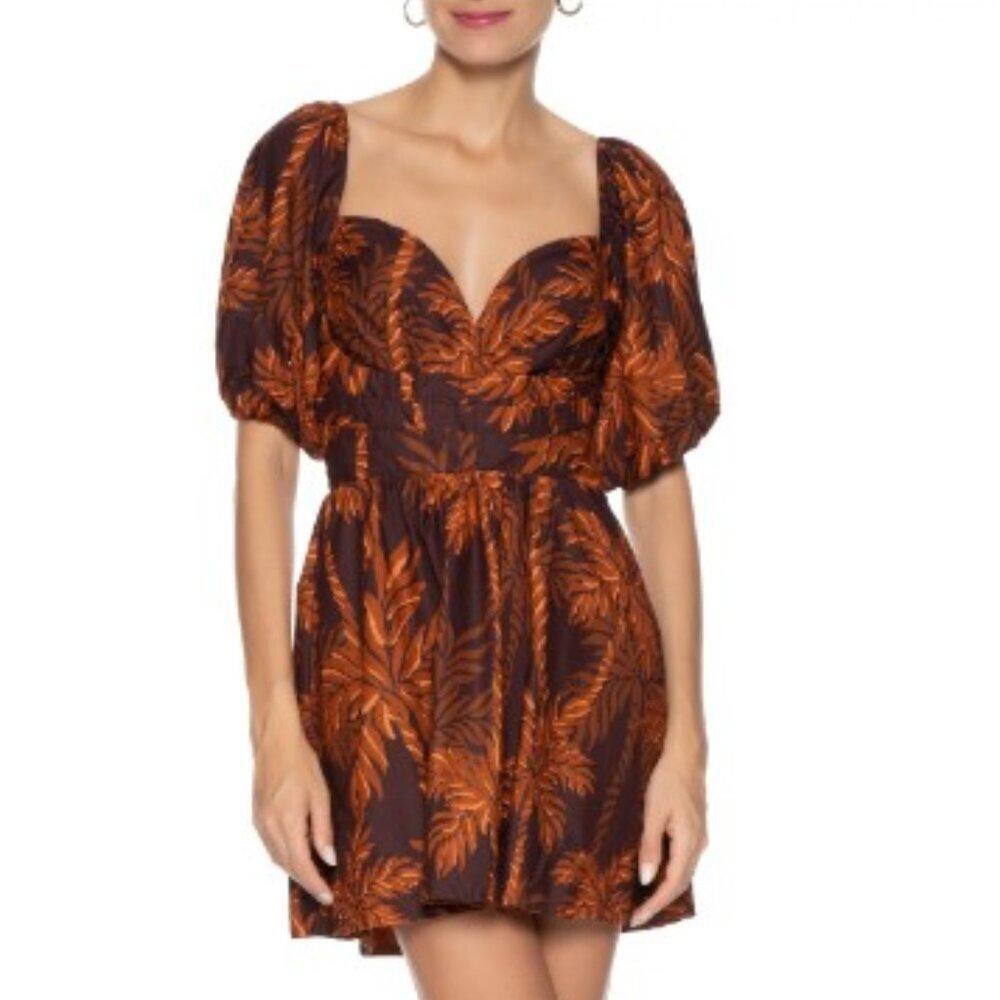 Farm Rio Exclusive NWT Palm Trees Short Mini Plaid Spring Summer Floral Dress